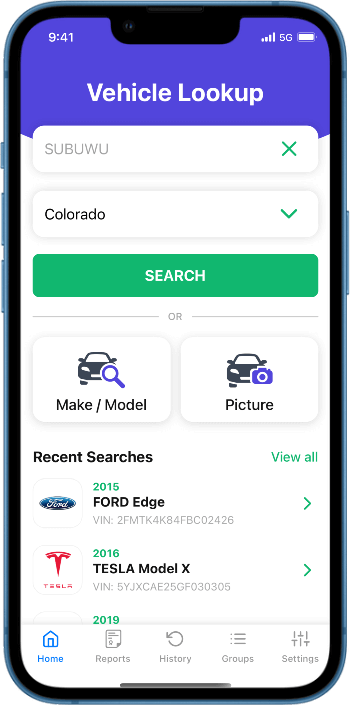 iPhone displays Plate Lookup Application